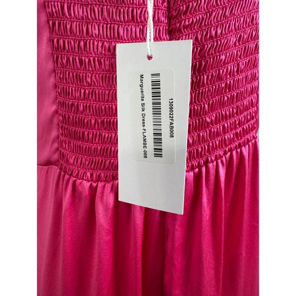 NWT Reformation Marguerite Silk Dress in Flambé Hot Pink High Leg Slit Size 8 - Picture 8 of 8